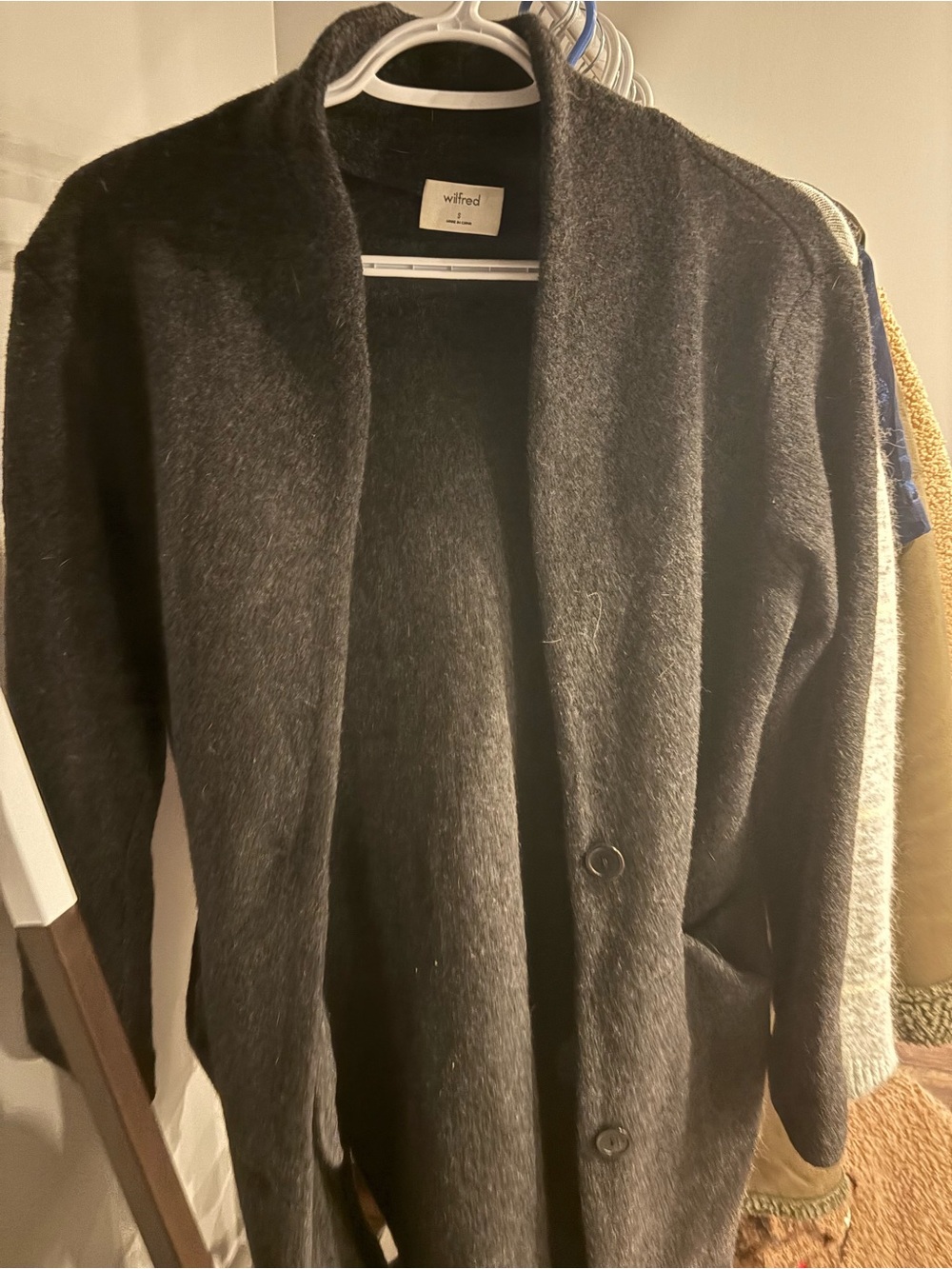 Wilfred Dark Charcoal Button Cardigan Coat